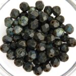 0010467 Matte Jet Picasso facet 6 mm. 25 Pc-0