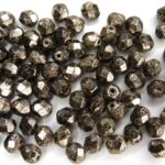 0010469 Metallic Antique Platinum facet 6 mm. 25 Pc-0