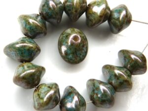 UFO-02010-65431 Alabaster Green/Blue Lazura Ufo Beads 20 Pc.-0
