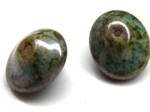 UFO-02010-65431 Alabaster Green/Blue Lazura Ufo Beads 20 Pc.-7931