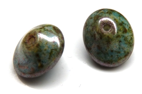 UFO-02010-65431 Alabaster Green/Blue Lazura Ufo Beads 20 Pc.-7931