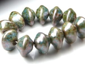 UFO-02010-65431 Alabaster Green/Blue Lazura Ufo Beads 20 Pc.-7932