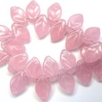 0070031 Milky Pink Leaves ( hole through the top) 34 Pc.-0