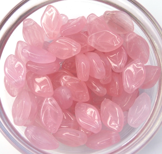 0070031 Milky Pink Leaves ( hole through the top) 34 Pc.-8198