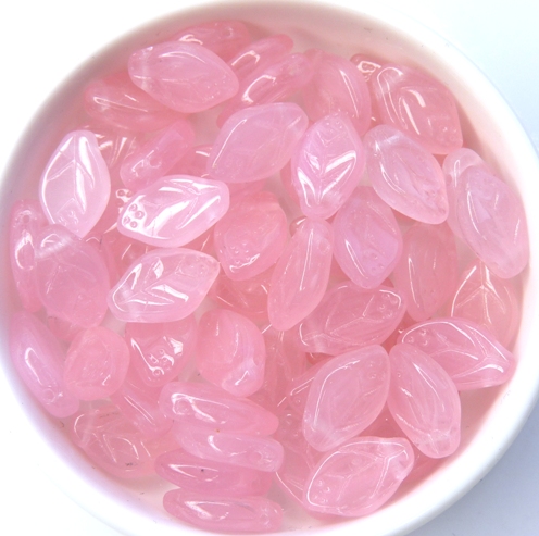 0070031 Milky Pink Leaves ( hole through the top) 34 Pc.-8200