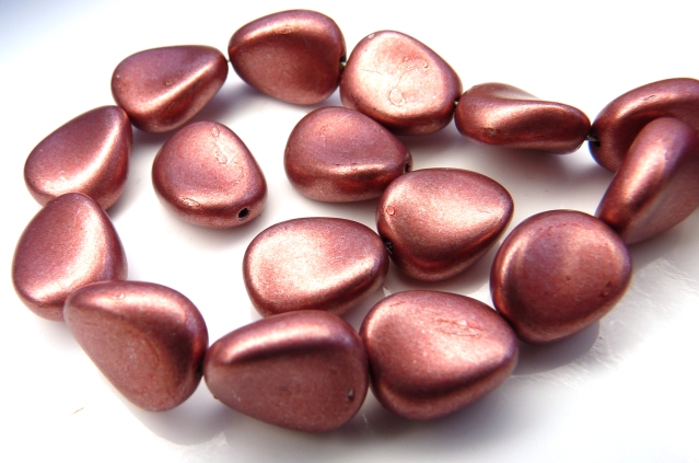 0070040 Matte Metallic Pink/Copper Twisted Oval 10 Pc.-0 0070040 Matte Metallic Pink/Copper Twisted Oval 10 Pc.-0