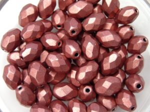 0070296 Metallic Suede Pink/Copper Oval facet 8 x 6 mm. 15 Pc.-0