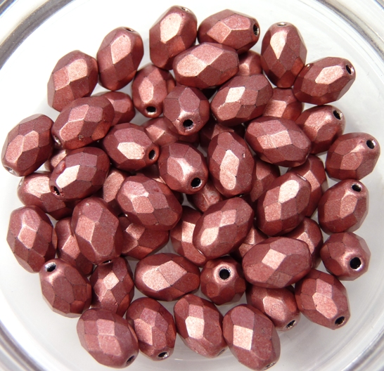 0070296 Metallic Suede Pink/Copper Oval facet 8 x 6 mm. 15 Pc.-0 0070296 Metallic Suede Pink/Copper Oval facet 8 x 6 mm. 15 Pc.-0