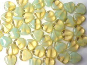 0100001 Light Beige Opal green Turquoise Heart, 22 Pc.-8325
