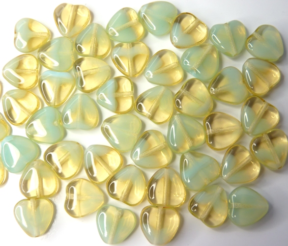 0100001 Light Beige Opal green Turquoise Heart, 22 Pc.-8325