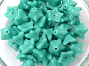 0100014 Opaque Green Turquoise Flower Cup 30 Pc.-0