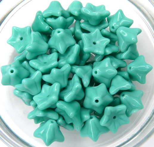 0100014 Opaque Green Turquoise Flower Cup 30 Pc.-0