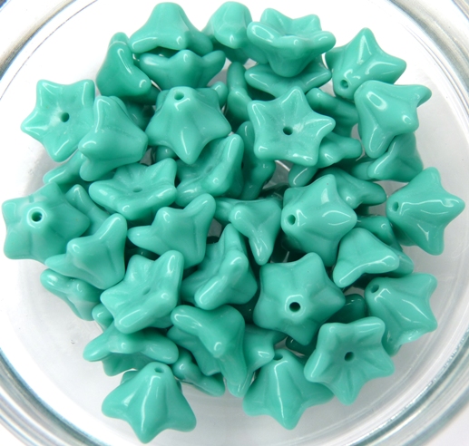 0100014 Opaque Green Turquoise Flower Cup 30 Pc.-0 0100014 Opaque Green Turquoise Flower Cup 30 Pc.-0