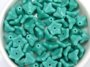 0100014 Opaque Green Turquoise Flower Cup 30 Pc.-8329