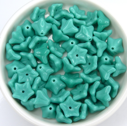 0100014 Opaque Green Turquoise Flower Cup 30 Pc.-8329