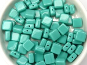 0100024 Opaque Green Turquoise Flat Square 35 Pc.-0