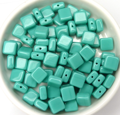 0100024 Opaque Green Turquoise Flat Square 35 Pc.-0 0100024 Opaque Green Turquoise Flat Square 35 Pc.-0
