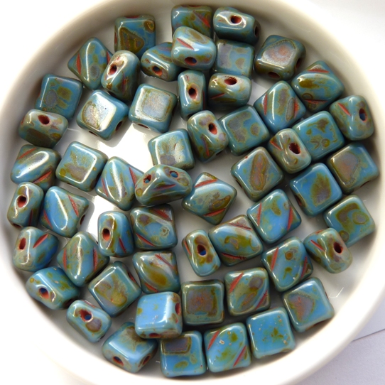 SL-33100-86800 Opaque Sapphire Blue Travertin Silky Beads 30 Pc.-0