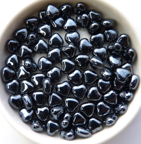 0020062 Jet Hematite heart. 40 Pc.-0 0020062 Jet Hematite heart. 40 Pc.-0