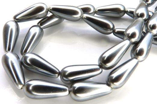0020067 Silver-Grey Pearl Drop. 18 Pc.-0