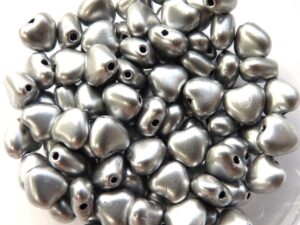 0020078 Silky Silver Heart Bead. 30 Pc.-8688