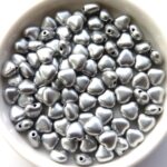 0020078 Silky Silver Heart Bead. 30 Pc.-0