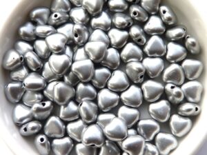 0020078 Silky Silver Heart Bead. 30 Pc.-0