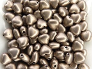 0020079 Silky Coco/Silver Heart Bead. 30 Pc.-8694