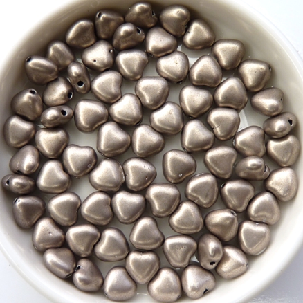 0020079 Silky Coco/Silver Heart Bead. 30 Pc.-0 0020079 Silky Coco/Silver Heart Bead. 30 Pc.-0