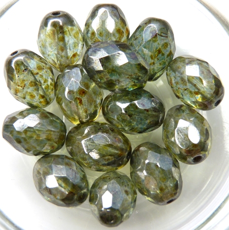 0100403 Crystal Green/Blue Lazura Oval facet 13x10 mm. 6 Pc.-8482