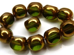 0100413 Olivine met Bronze 3 Cut 10 mm. 6 Pc.-0