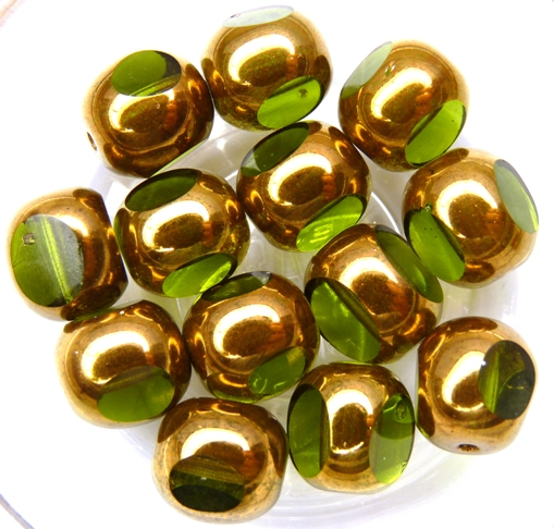 0100413 Olivine met Bronze 3 Cut 10 mm. 6 Pc.-8478