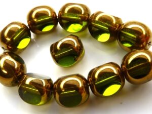 0100413 Olivine met Bronze 3 Cut 10 mm. 6 Pc.-8476