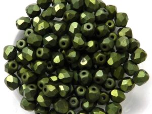 0100418 Jet Matte Green Metallic Facet 4 mm. 50 Pc.-0
