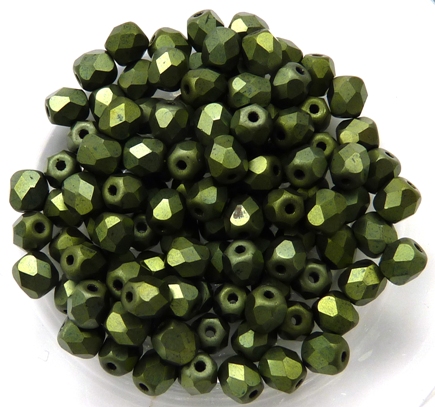 0100418 Jet Matte Green Metallic Facet 4 mm. 50 Pc.-0 0100418 Jet Matte Green Metallic Facet 4 mm. 50 Pc.-0