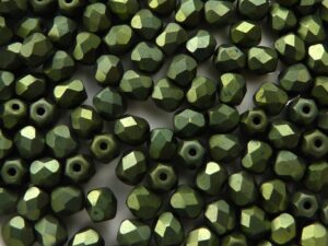 0100418 Jet Matte Green Metallic Facet 4 mm. 50 Pc.-8485