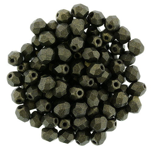 0100420 Jet Metallic Suede Dark Green Facet 4 mm. 50 Pc.-0