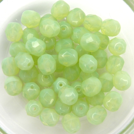 FP1-06-51200 Chrysolite Opal Czech Glass Facet Firepolish 6 mm FP1-06-51200 Chrysolite Opal Czech Glass Facet Firepolish 6 mm