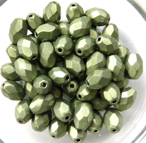 0100450 Metallic Suede Light Olive Green Oval Facet 8 x 6 mm. 15 Pc.-0 0100450 Metallic Suede Light Olive Green Oval Facet 8 x 6 mm. 15 Pc.-0