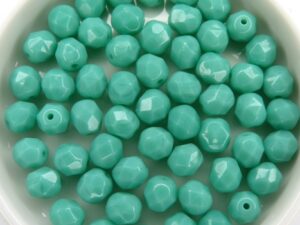 0100513 Opaque Green Turquoise facet, 6 mm. 18 Pc.-8515