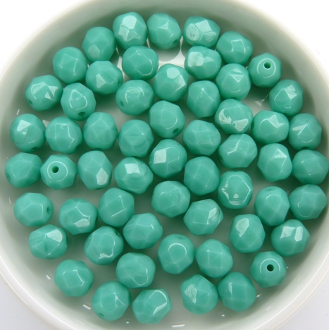 0100513 Opaque Green Turquoise facet, 6 mm. 18 Pc.-8515
