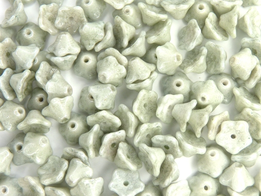 FLC-02010-14457 Flower Cup White Alabaster Green Luster 50 Pc.-0 FLC-02010-14457 Flower Cup White Alabaster Green Luster 50 Pc.-0