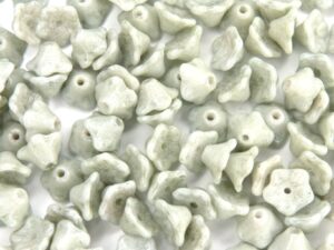 FLC-02010-14457 Flower Cup White Alabaster Green Luster 50 Pc.-8365