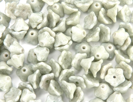 FLC-02010-14457 Flower Cup White Alabaster Green Luster 50 Pc.-8365