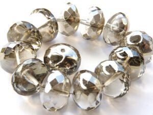 0020292 Crystal Half Silver/Grey Donut Facet 16 mm. 4 Pc.-0