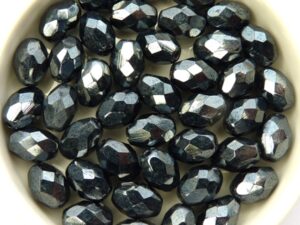 0020245 Jet Hematite Oval Facet 9 x 7 mm. 14 Pc.-0