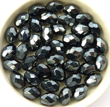 0020245 Jet Hematite Oval Facet 9 x 7 mm. 14 Pc.-0