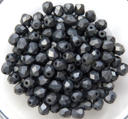 0020250 Matte Hematite facet 4 mm. 50 Pc.-0