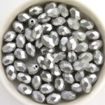 0020276 Metallic Suede Silver Oval Facet 8 x 6 mm. 15 Pc.-0
