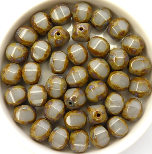 0020285 Opaque Grey Travertin facet 8 mm. 12 Pc.-0 0020285 Opaque Grey Travertin facet 8 mm. 12 Pc.-0